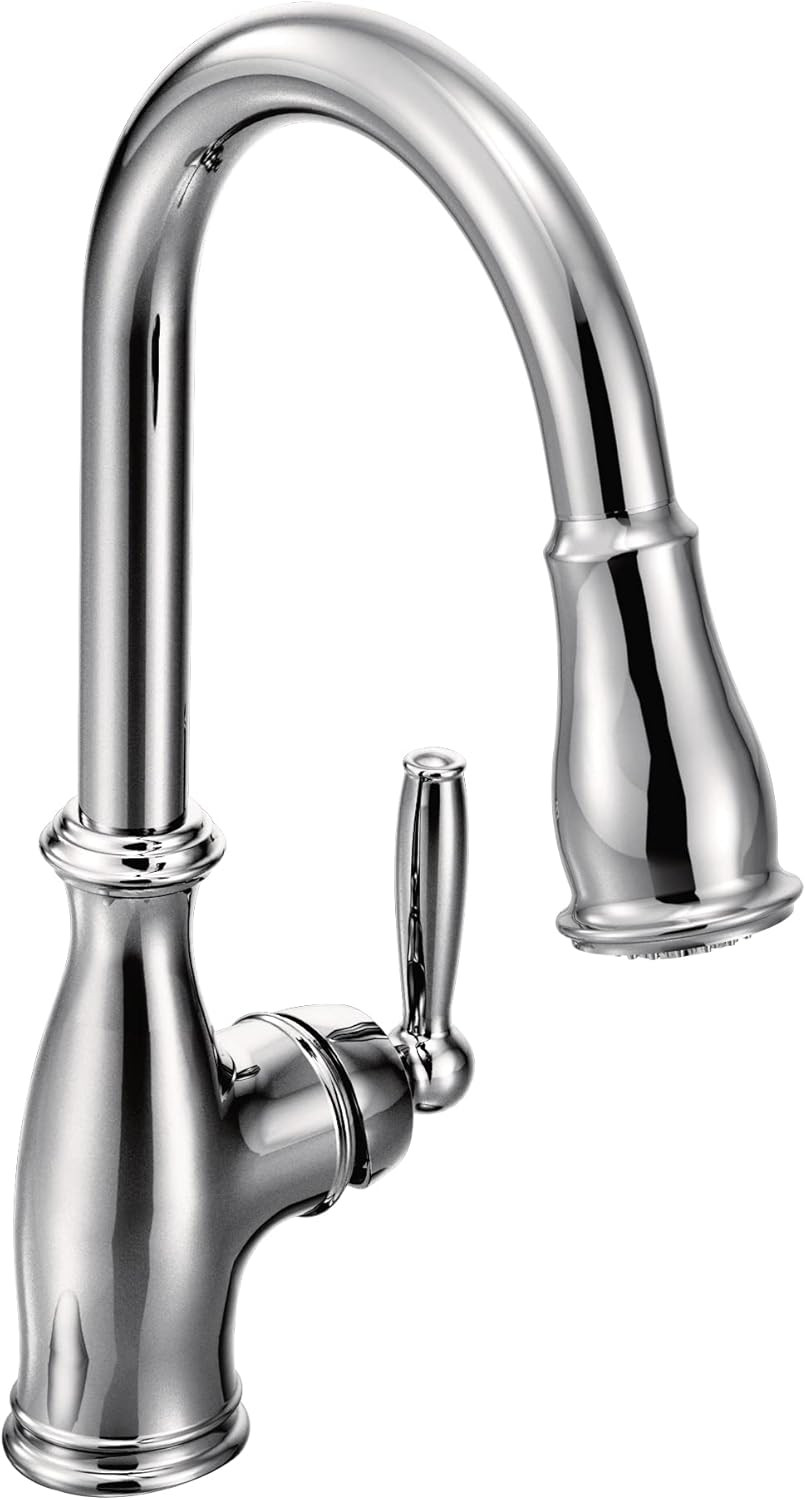 Moen Brantford Chrome One-Handle Pulldown Kitchen Faucet Featuring Power Poost and Reflex, 7185C | Amazon (US)