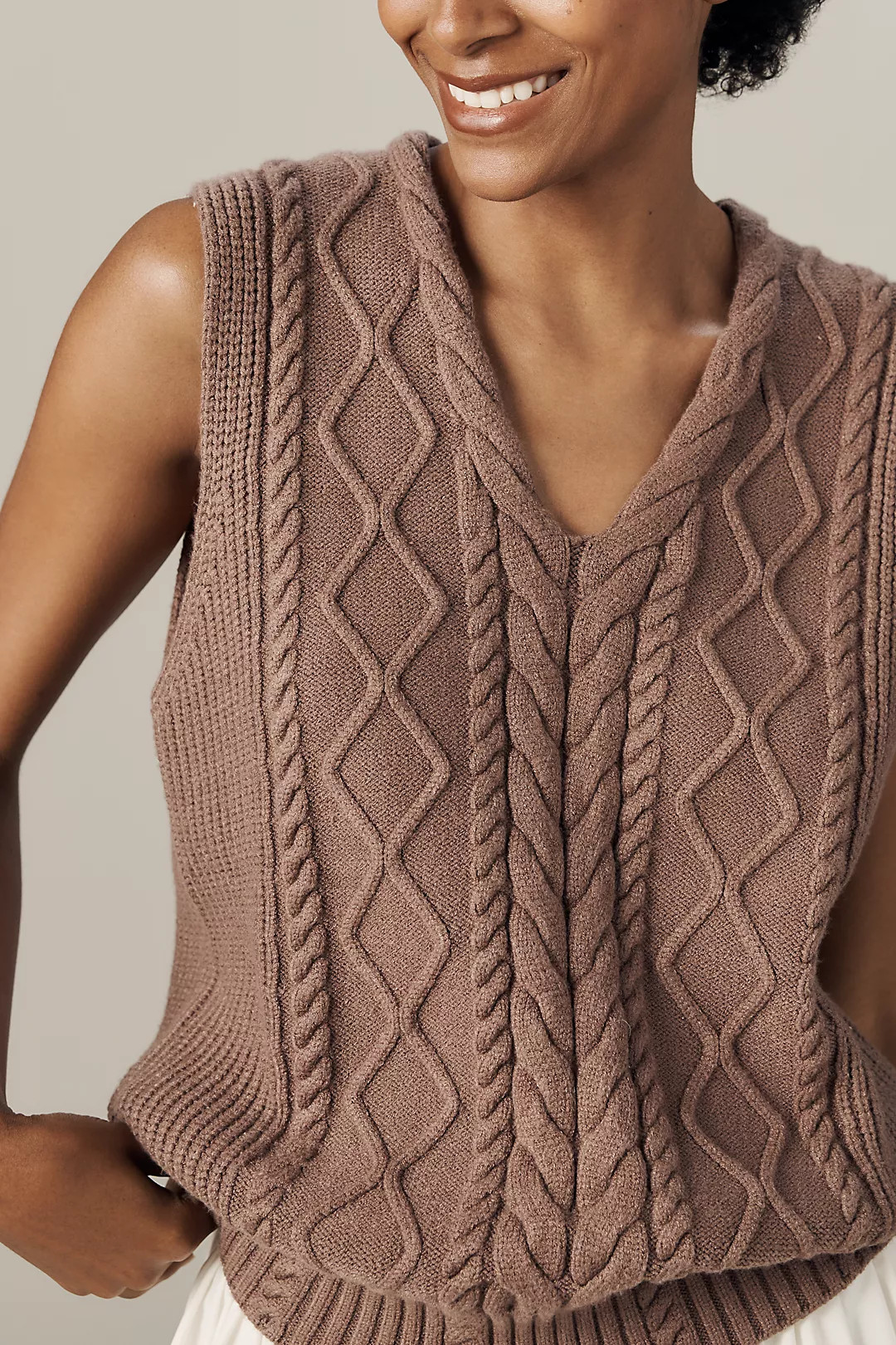 Varley Kay V-Neck Cable Sweater Vest | Anthropologie (US)