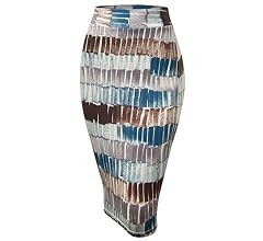 Women's Elastic Waist Stretch Bodycon Midi Knee Length Pencil Skirt for Office | Amazon (US)