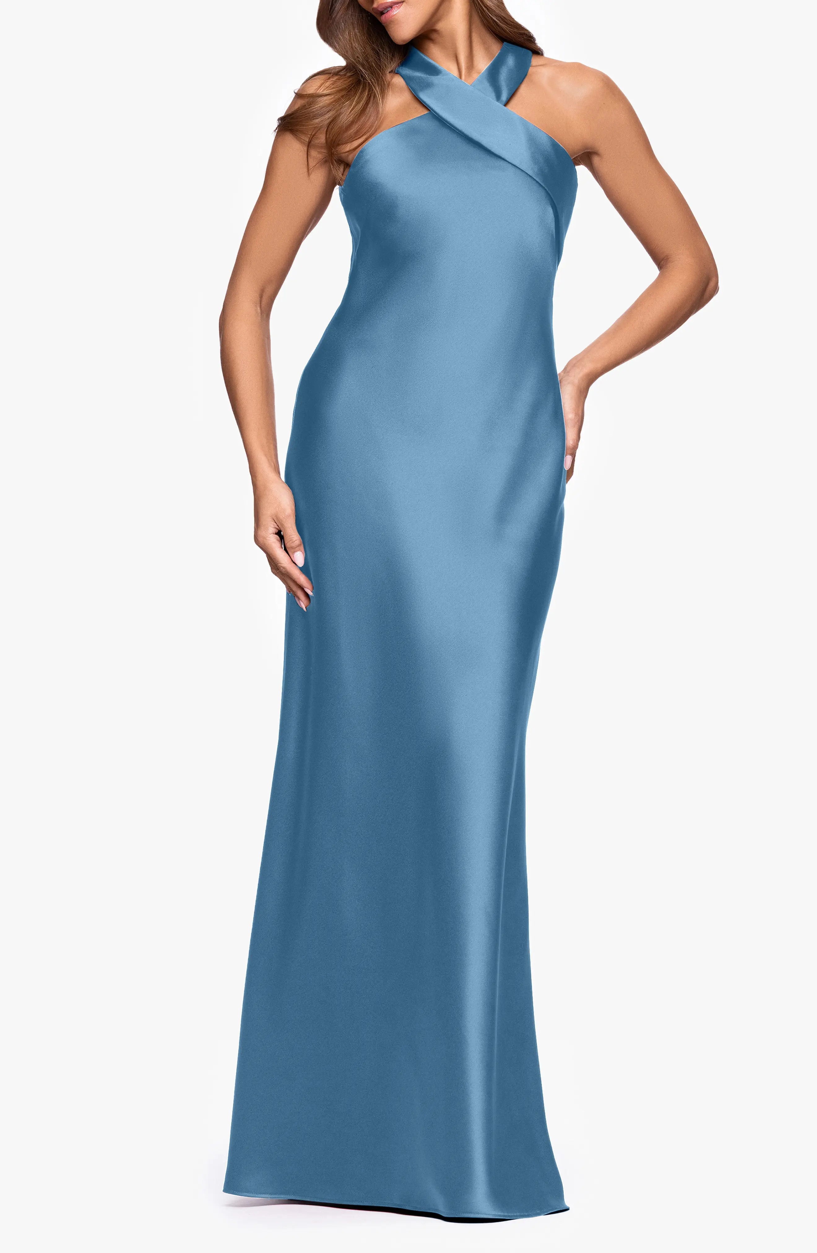 Halter Neck Satin Trumpet Gown (Women) | Nordstrom | Nordstrom