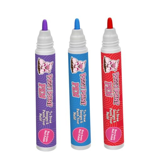Piggy Paint | 100% Non-Toxic Girls Nail Polish Pen Marker | Safe, Cruelty-free, Vegan, & Low Odor for Kids |3-pack Princess Pop Piggy Pen Bundle - PURPLE Power, Blazin' BLUE, Razzle RED | Amazon (US)