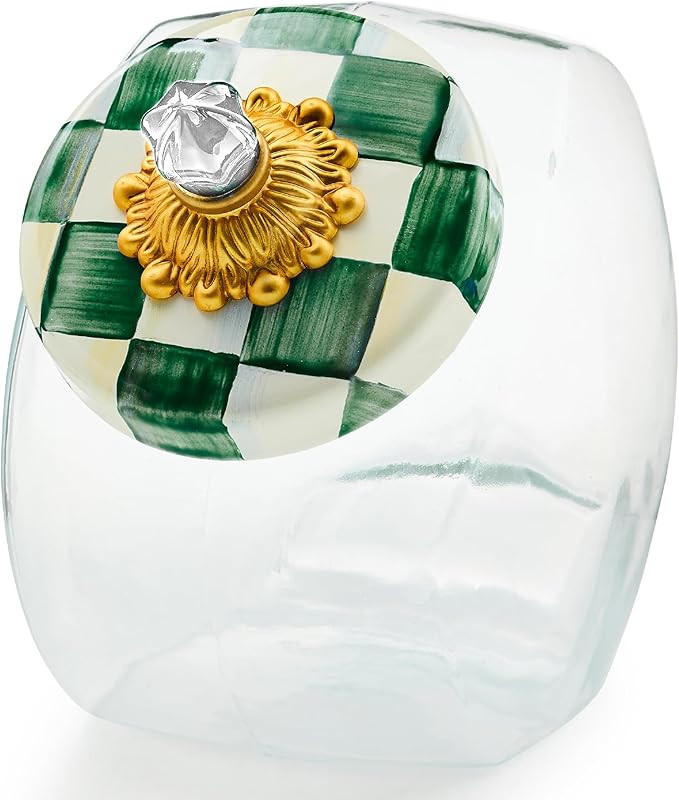MACKENZIE-CHILDS Cookie Jar with Enamel Lid, Large Glass Treat Jar or Kitchen Jar, 1-Gallon Capac... | Amazon (US)