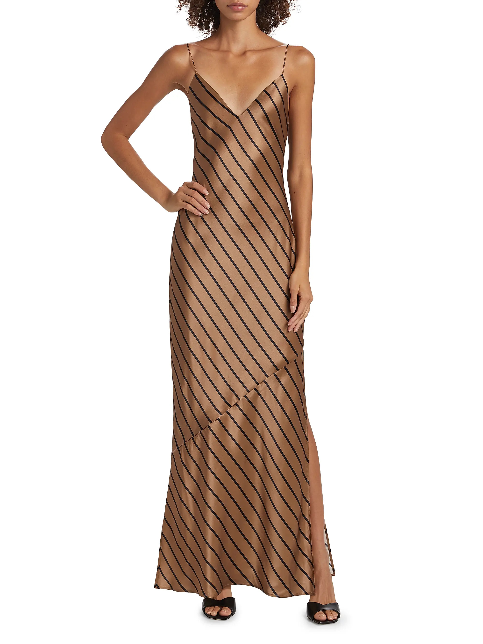 Raven Stripe Silk Slip Gown | Saks Fifth Avenue