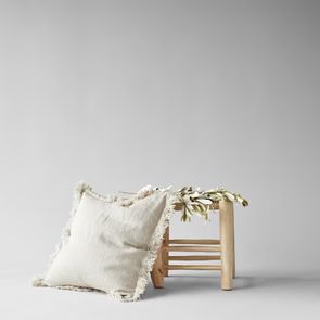 Fringed Linen Pillow in Natural, 20 x 20 | Bloomist