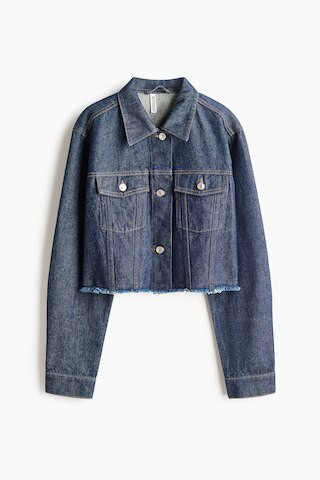 H & M - Cropped Denim Jacket - Dark Denim Blue | H&M (US + CA)