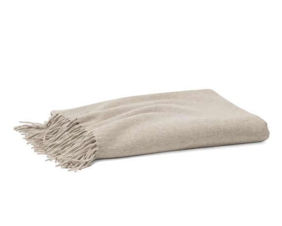 Solid Cashmere Throw, Oatmeal | Williams-Sonoma