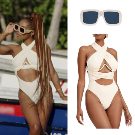 Candiace Dillard’s White Cutout Swimsuit