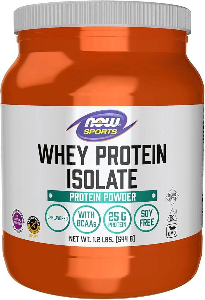 NOW Foods Sports Nutrition, Whey Protein Isolate, 25 g With BCAAs, Unflavored Powder, 1.2-Pound | Amazon (US)