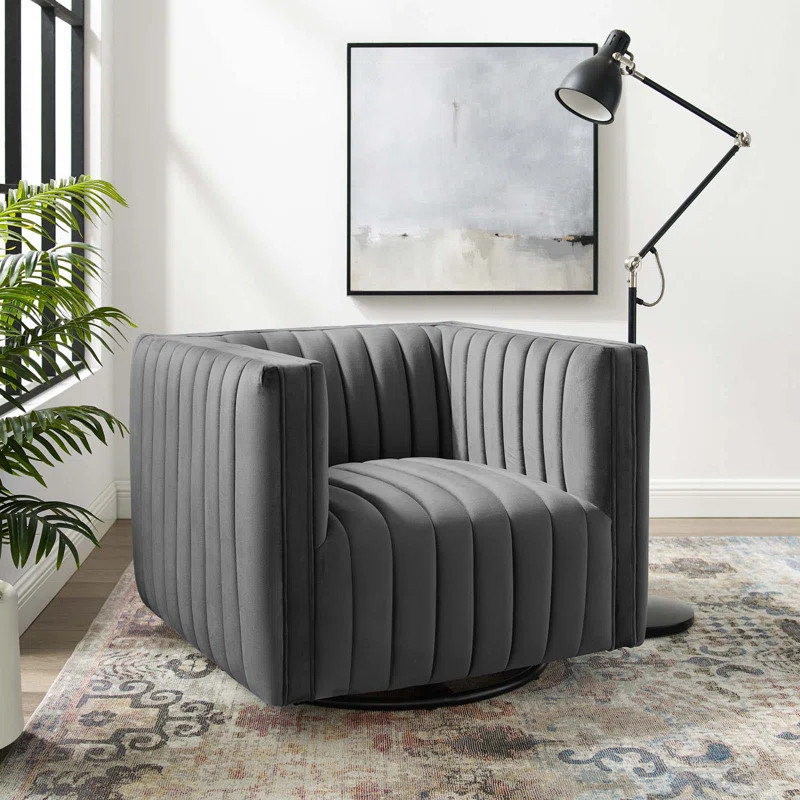 Modway Conjure Channel Tufted Performance Velvet Swivel Armchair | Wayfair North America