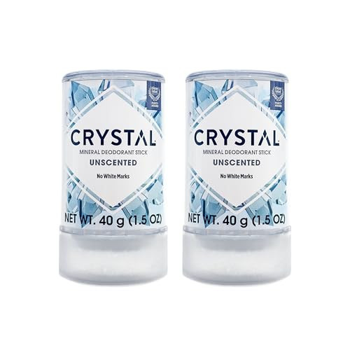 CRYSTAL™ Travel Stick Mineral Deodorant - Unscented Body Deodorant With 24-Hour Odor Protection, Non-Staining & Non-Sticky, Aluminum Chloride & Paraben Free, 1.5 FL OZ – (Pack of 2) | Amazon (US)