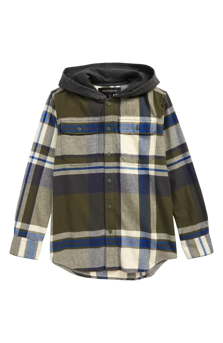 Treasure & Bond Kids' Hooded Flannel Shirt | Nordstrom | Nordstrom