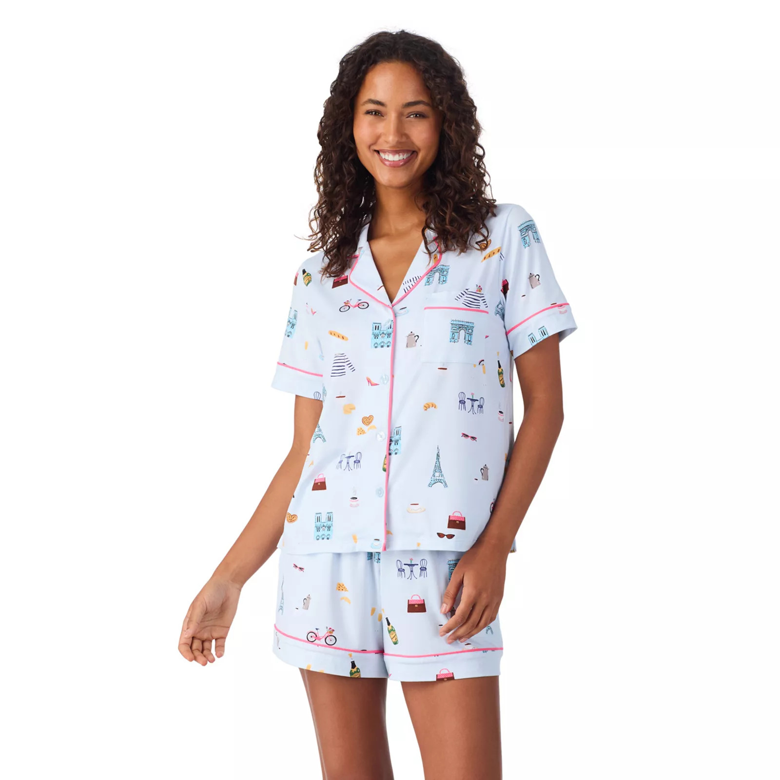 Women's Beauty Sleep Social 2-Piece Notch Pajama Top & Pajama Shorts Set | Kohl's