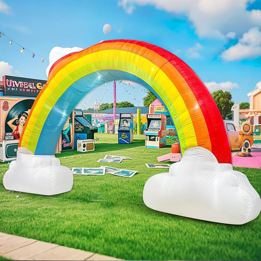 14FT Inflatable Rainbow Arch, Rainbow Inflatable Music Archway, Pride Blow up Yard Decorations wi... | Amazon (US)