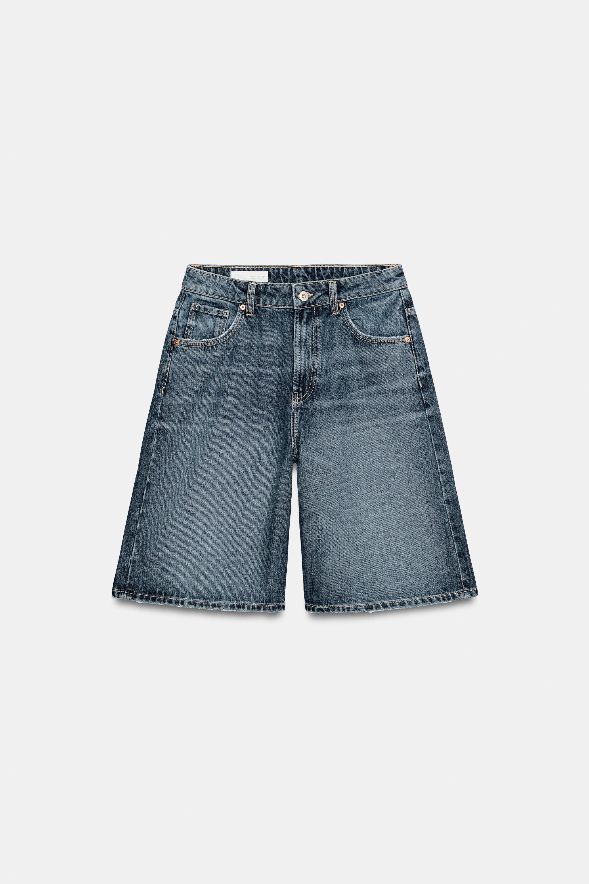 MID-RISE RIPPED BAGGY DENIM SHORTS | Zara US