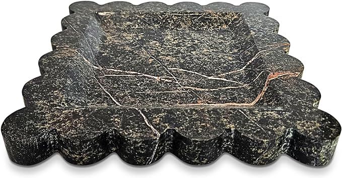Anacua House | Scalloped Edge Genuine Marble Tray (Forest Green) | Amazon (US)