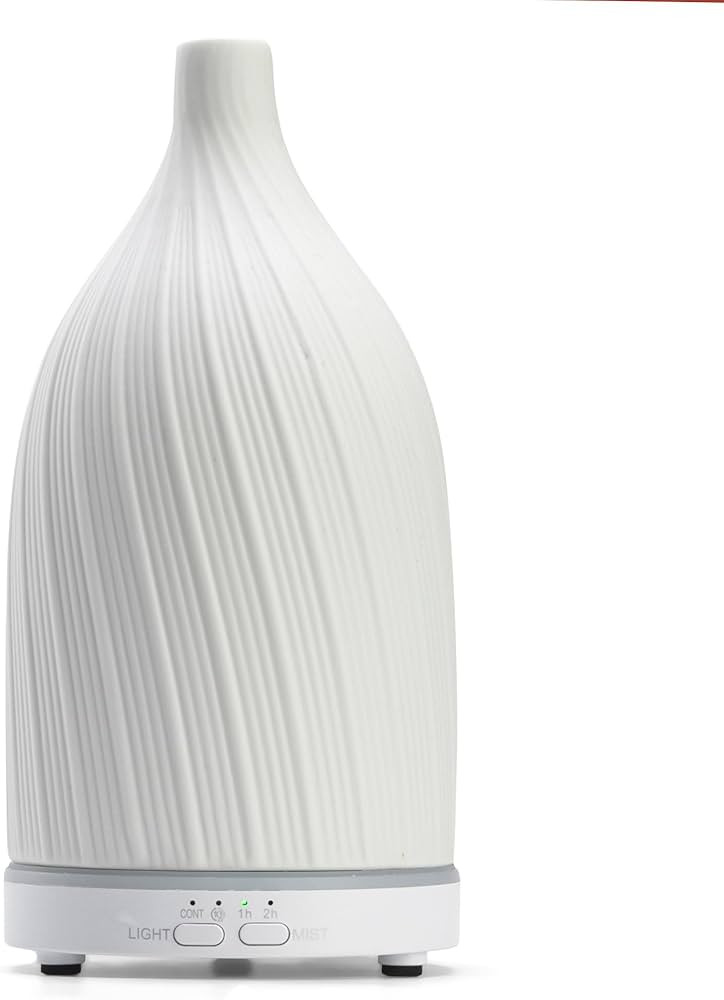 White Ceramic USB ultrasonic essential oil diffuser timing setting 7-colors LED light and waterle... | Amazon (US)