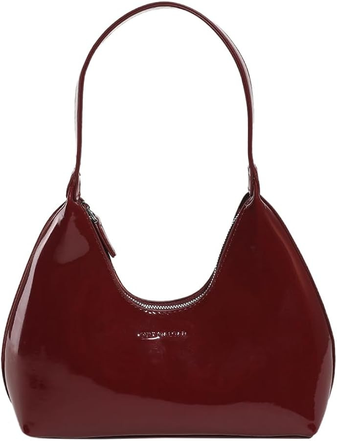 Women Patent Leather Tote Bag Versatile Crescent Bag Casual Fashion Shoulder Bag Satchel Hobo Bag... | Amazon (US)