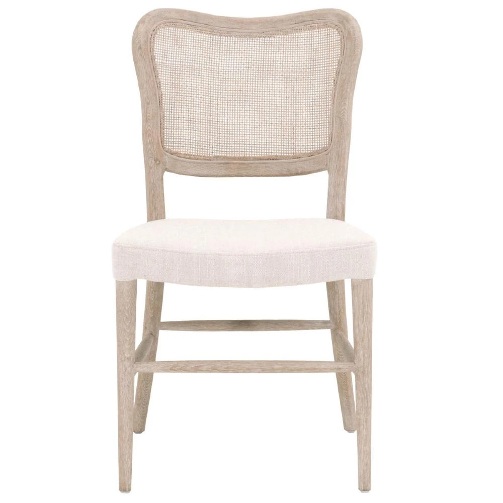 Zachary Coastal Beach Natural Grey Oak Wood Cane Back Dining Chair - Set of 2 | Kathy Kuo Home