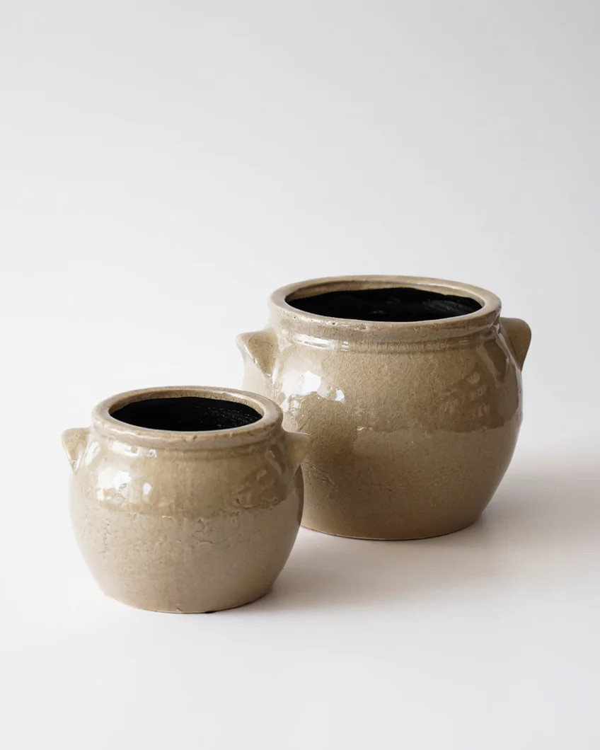 Whisper Ceramic Beige Crock | Small | MJHome