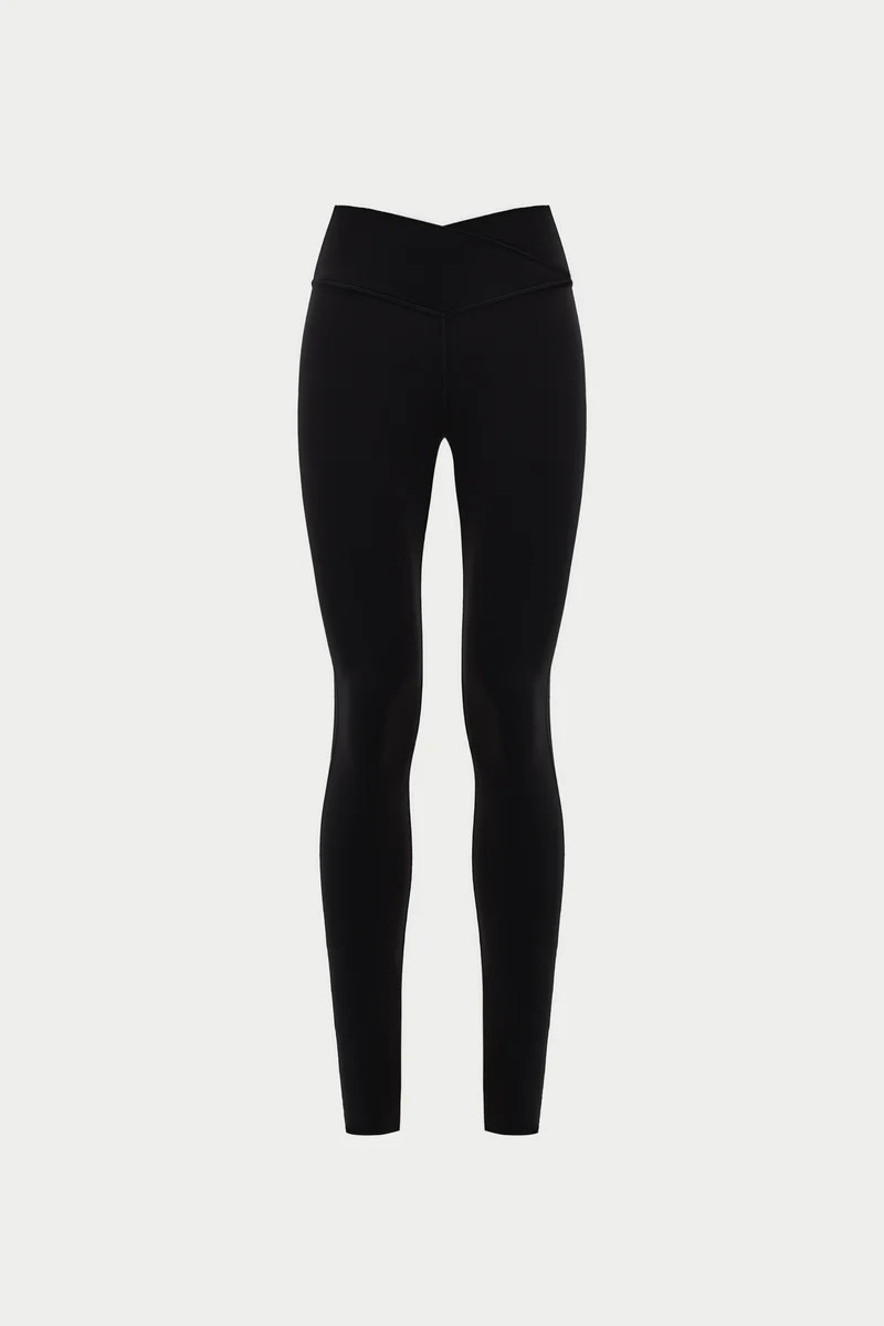 SCULPTING STRETCH CROSSOVER WAISTBAND LEGGINGS - BLACK | The Couture Club