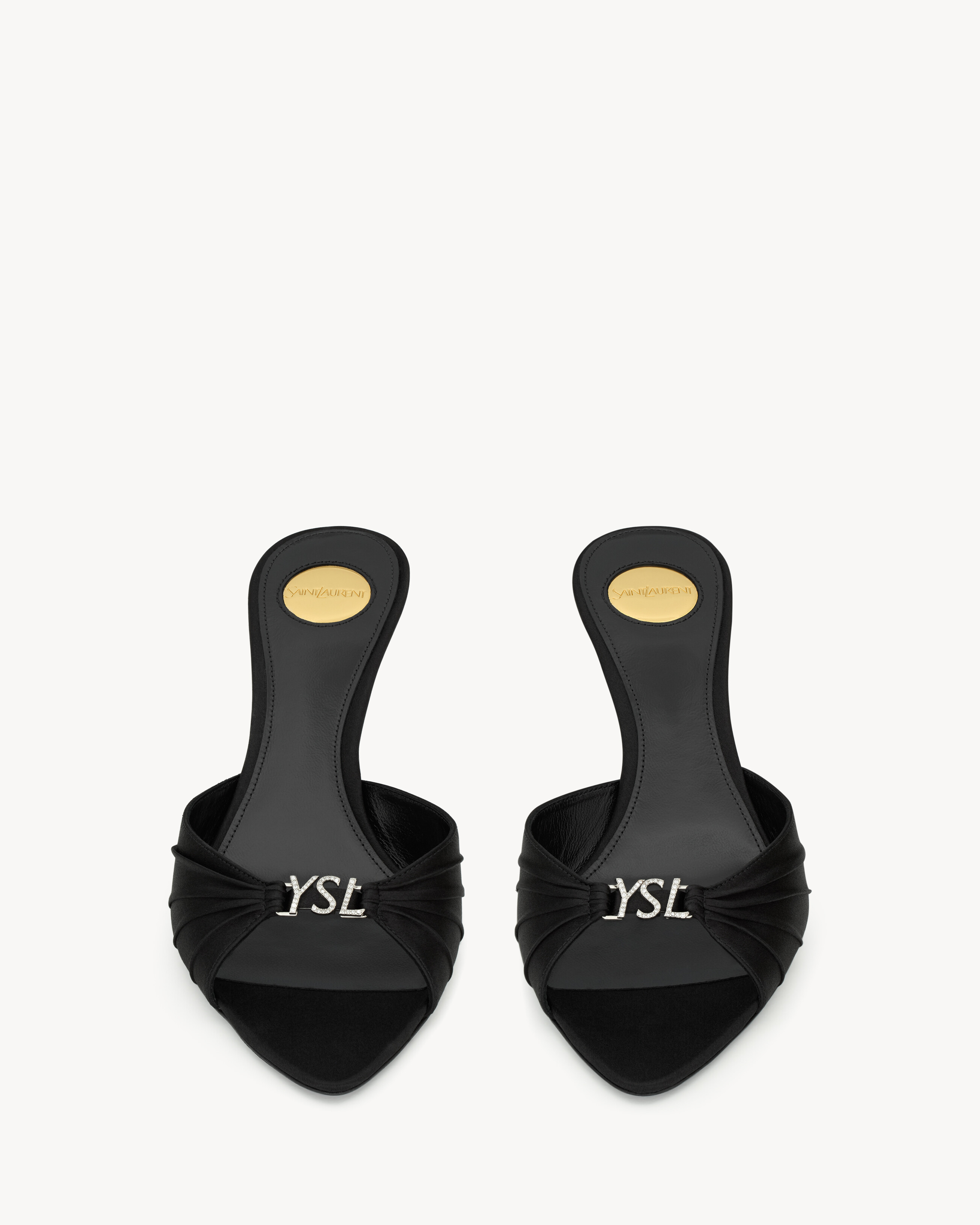 JERRY mules in satin crepe and rhinestones | Saint Laurent Inc. (Global)
