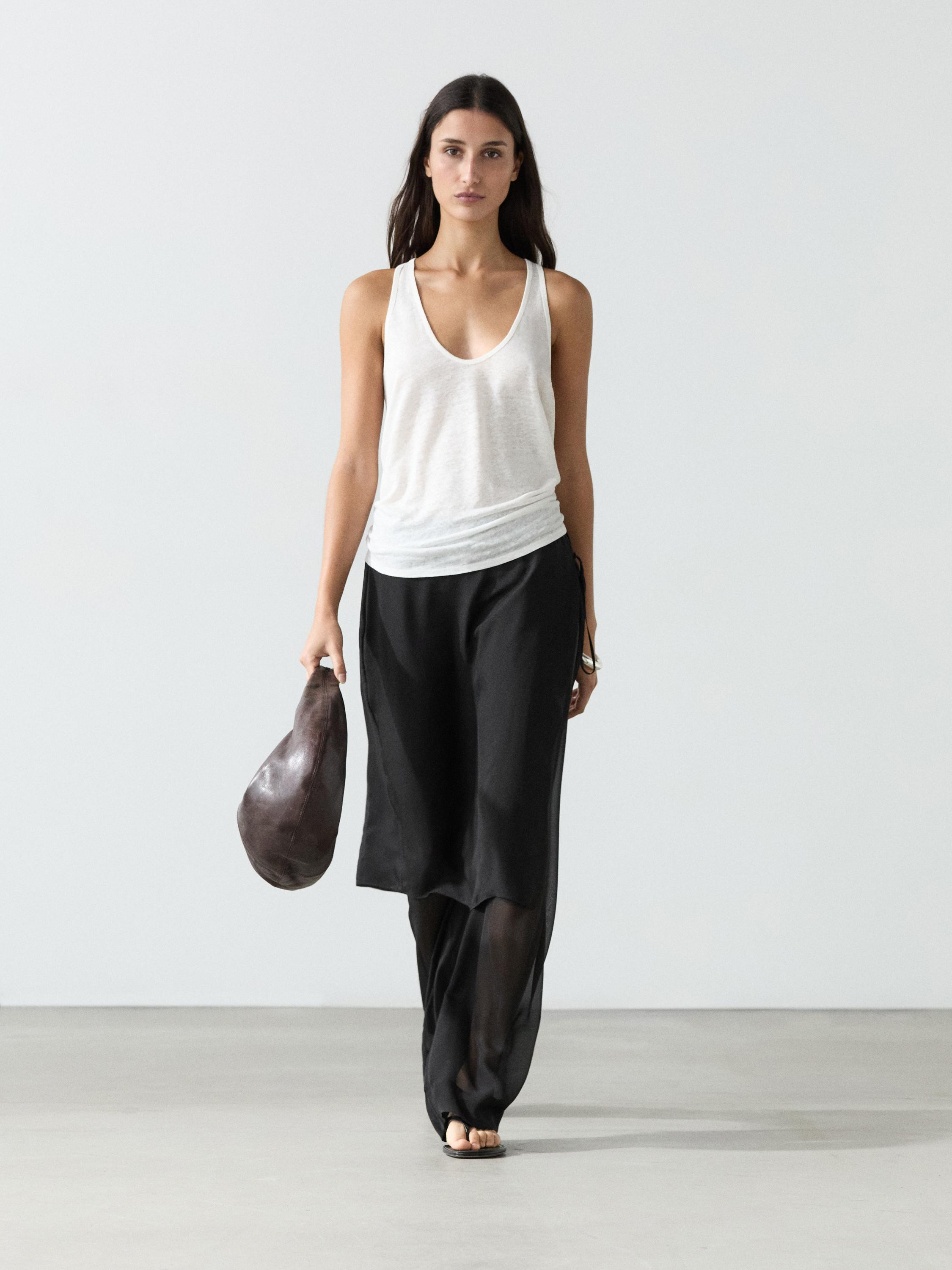 100% silk shorts over pants | Massimo Dutti UK