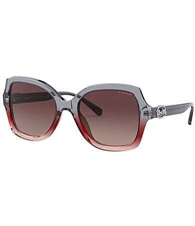 COACH Women's HC829 56mm Square Sunglasses - Grey/Burgundy | Dillard's