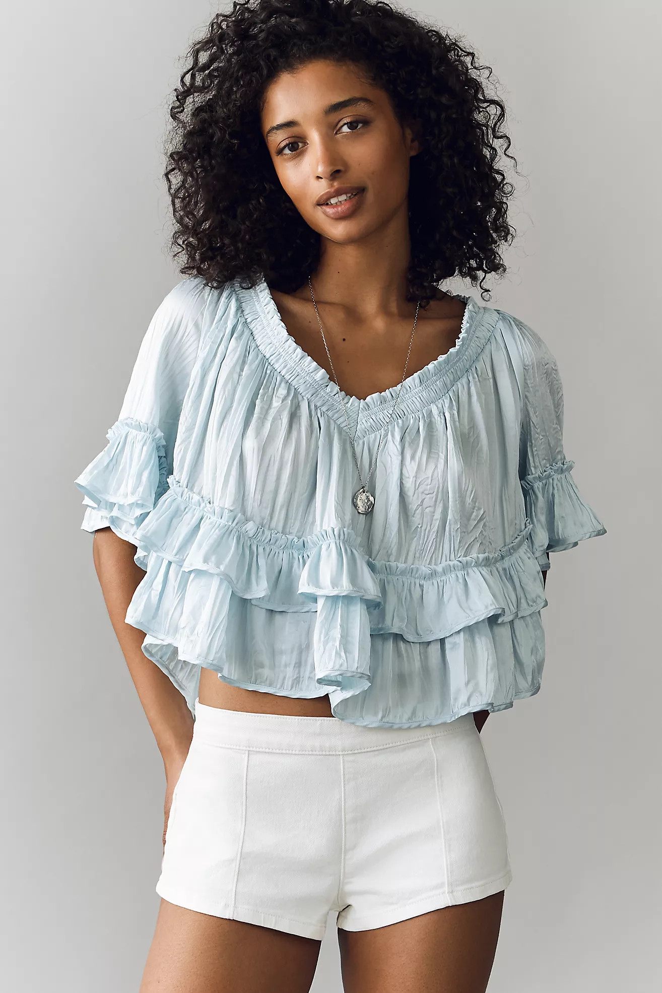 By Anthropologie Short-Sleeve Ruffle Top | Anthropologie (US)