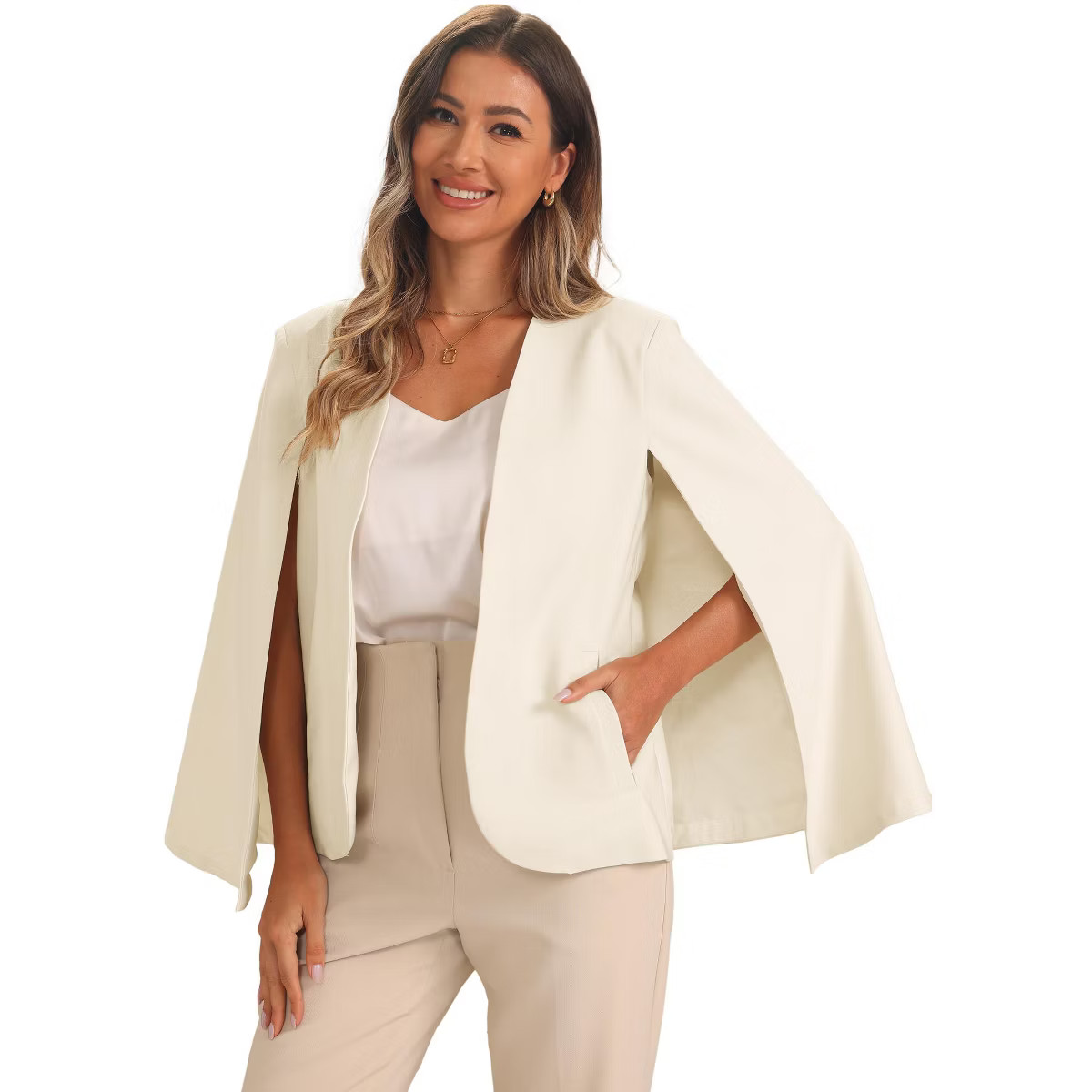 Allegra K Women's Cape Sleeve Long Sleeve Open Front Blazer | Target