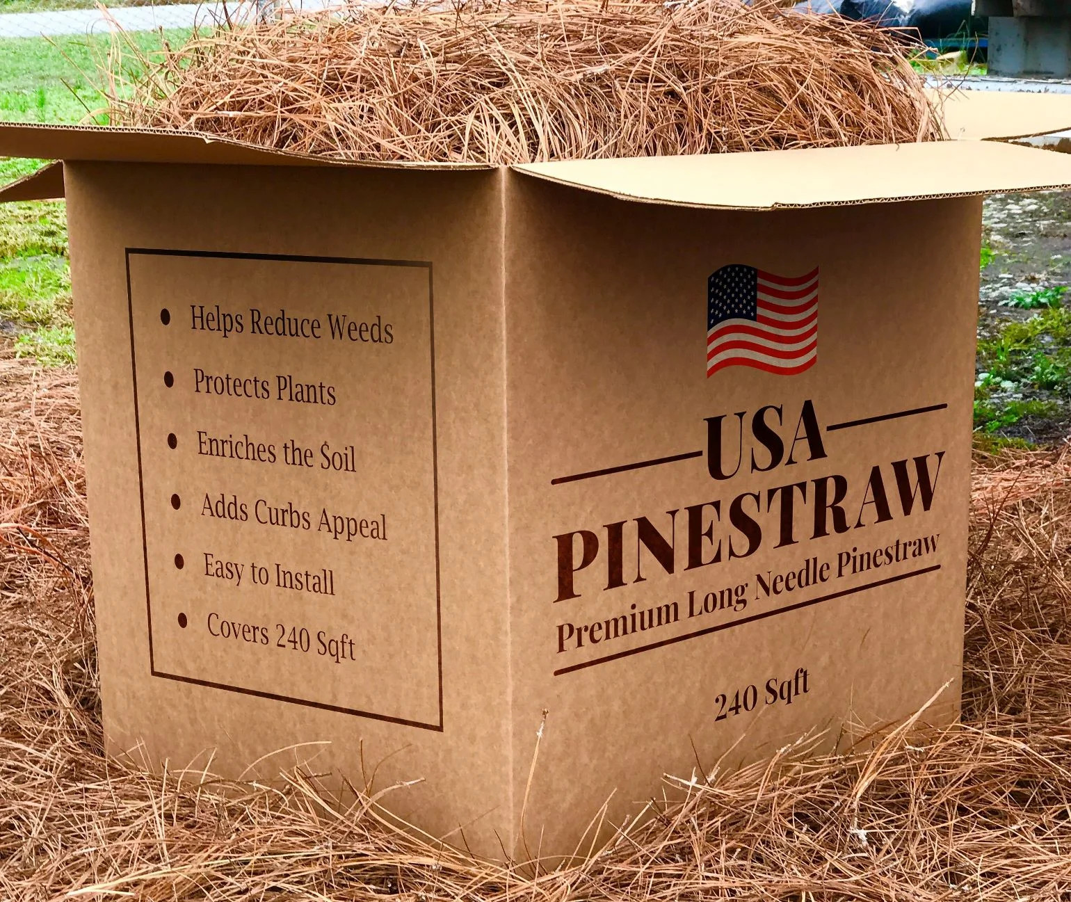 Premium Long Needle Pine Straw | Pine Needle Mulch | Covers 240 Sqft | Walmart (US)
