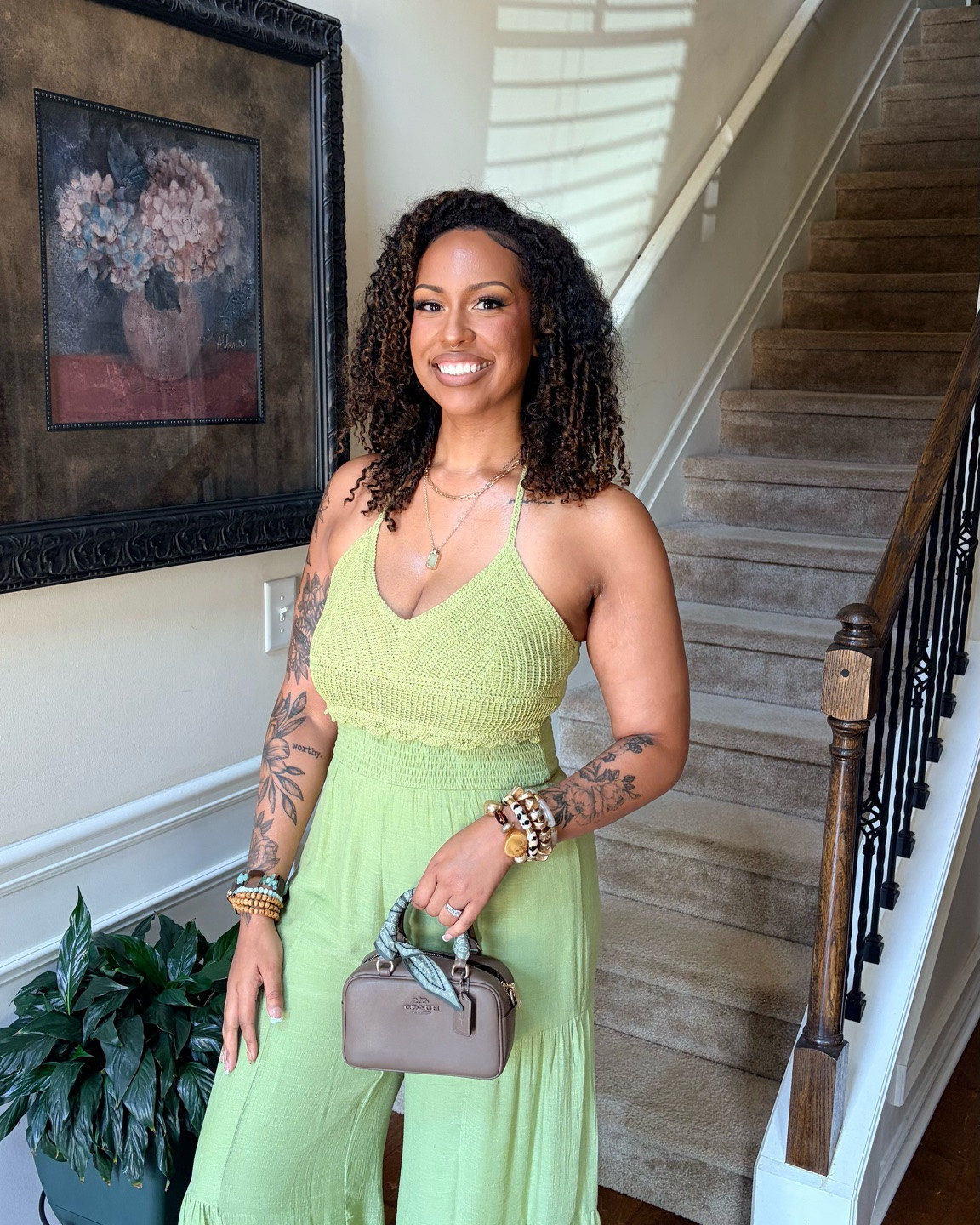 Tall girl friendly jumpsuit from Fashion Nova. I’m 6’0 190-195 34”-35” inseam. They drag the floor 🙌🏾 I’m wearing a large. 

I can’t link the exact one because they aren’t on LTK 🙄 the jumpsuit is called Malta Vacay Jumpsuit in Green. 

Alternatives will be linked

#LTKTall #LTKMidsize #LTKootd