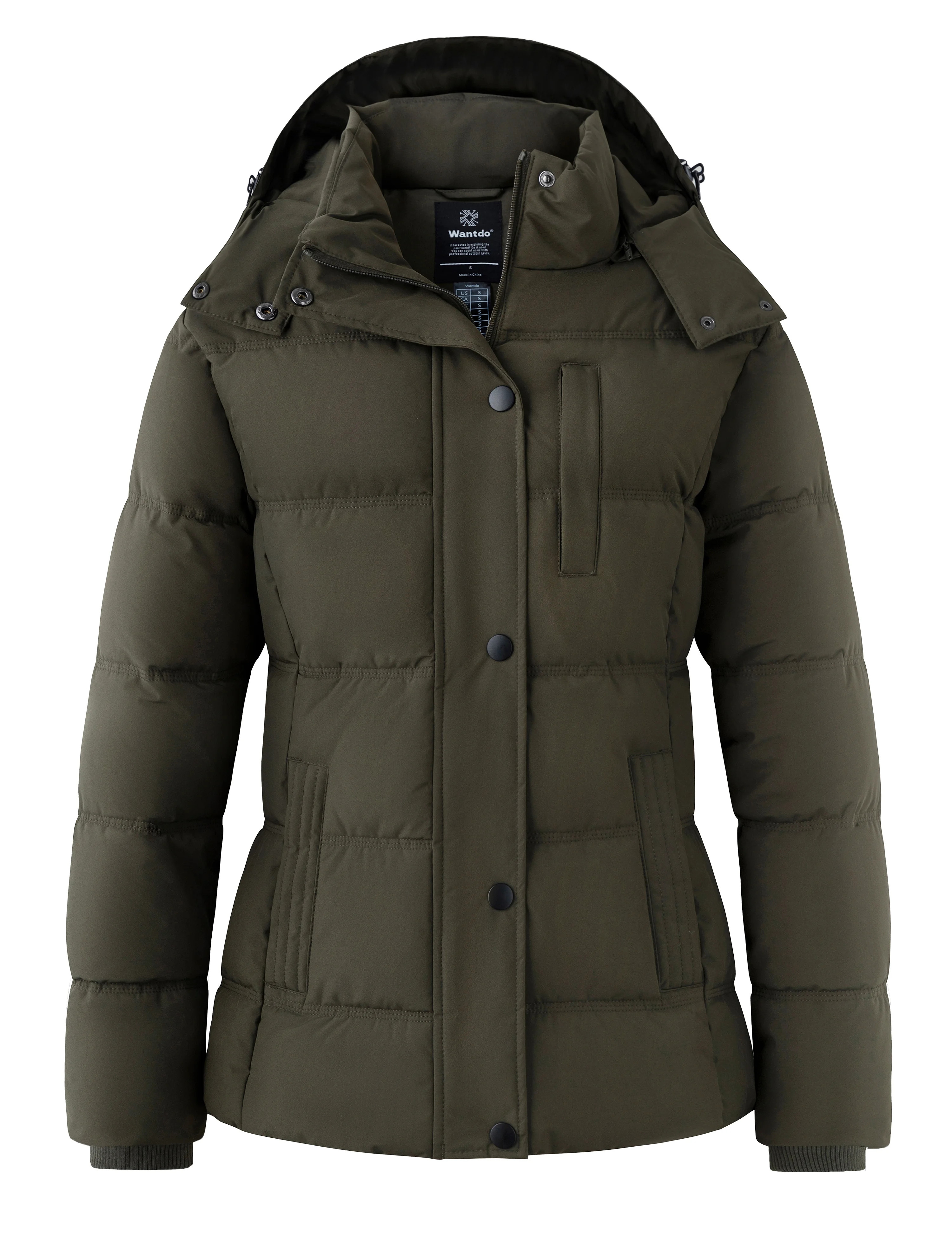 Wantdo Women's Winter Jacket Warm Winter Puffer Jacket Windproof Bubble Coat Army Green M | Walmart (US)