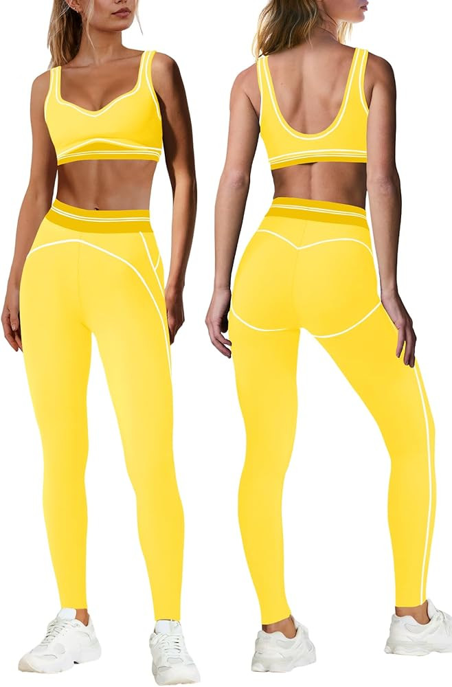 Nirovien Womens 2 Piece Workout Sets Athletic Yoga Sets Pilates Gym Outfits Butt Lifting Leggings... | Amazon (US)