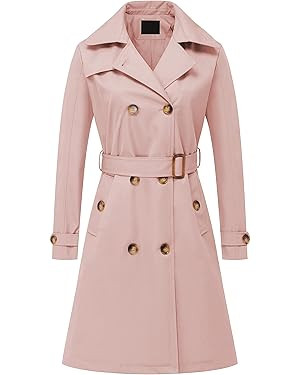 Chrisuno Women's Double Breasted Long Trench Coats Mid-Length Belted Overcoat Dress Jacket with D... | Amazon (US)