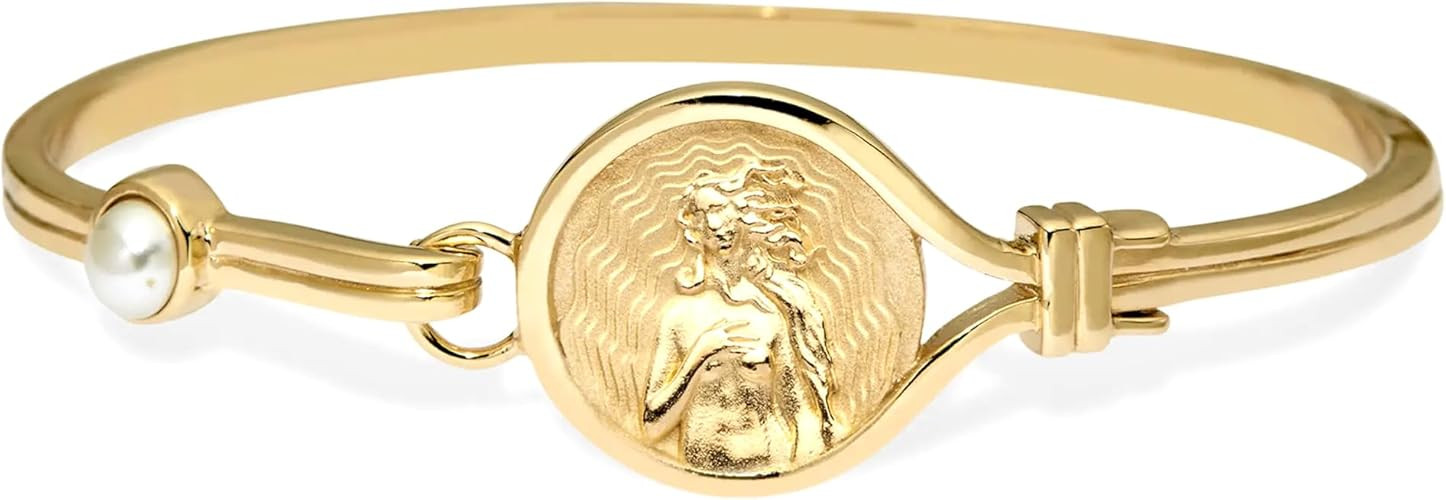 Inspired Goddess Cuff Bracelet - Greek Goddess Jewelry - Gold Cuff Bracelets For Women - 14K Yell... | Amazon (US)