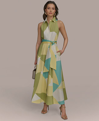 Donna Karan New York Women's Printed Sleeveless Shirtdress - Macy's | Macy's