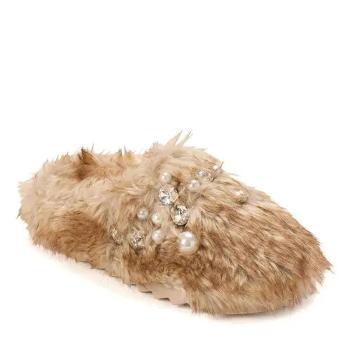 DEARFOAMS Annabelle Pile Clog with Embellishment in Natural at Nordstrom, Size Large | Nordstrom