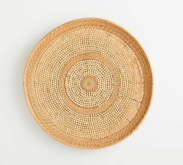 Handwoven Rattan Beaded Basket Wall Art  - 30" | Pottery Barn (US)