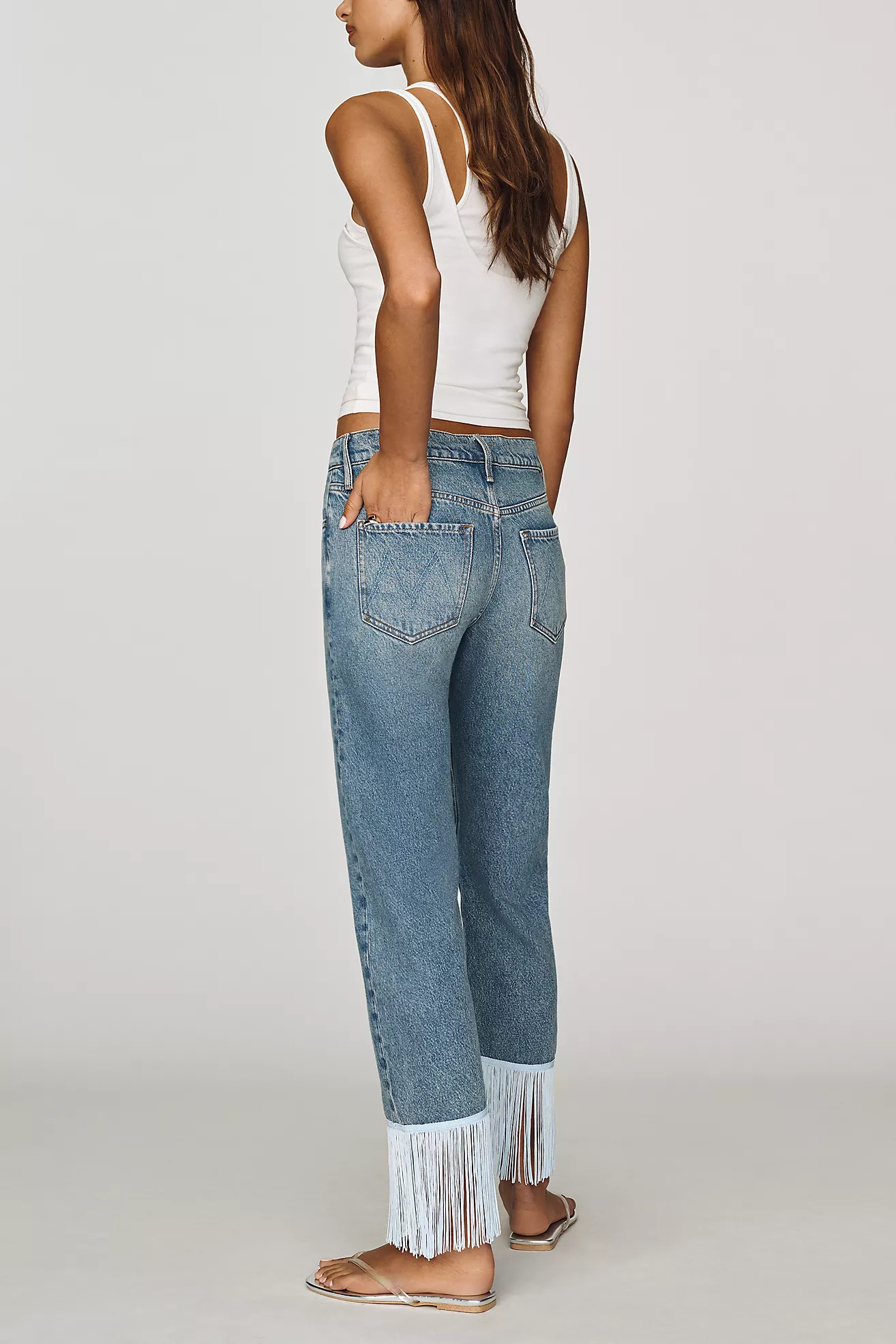 MOTHER Relish Fringed Low-Rise Cropped Jeans | Anthropologie (US)