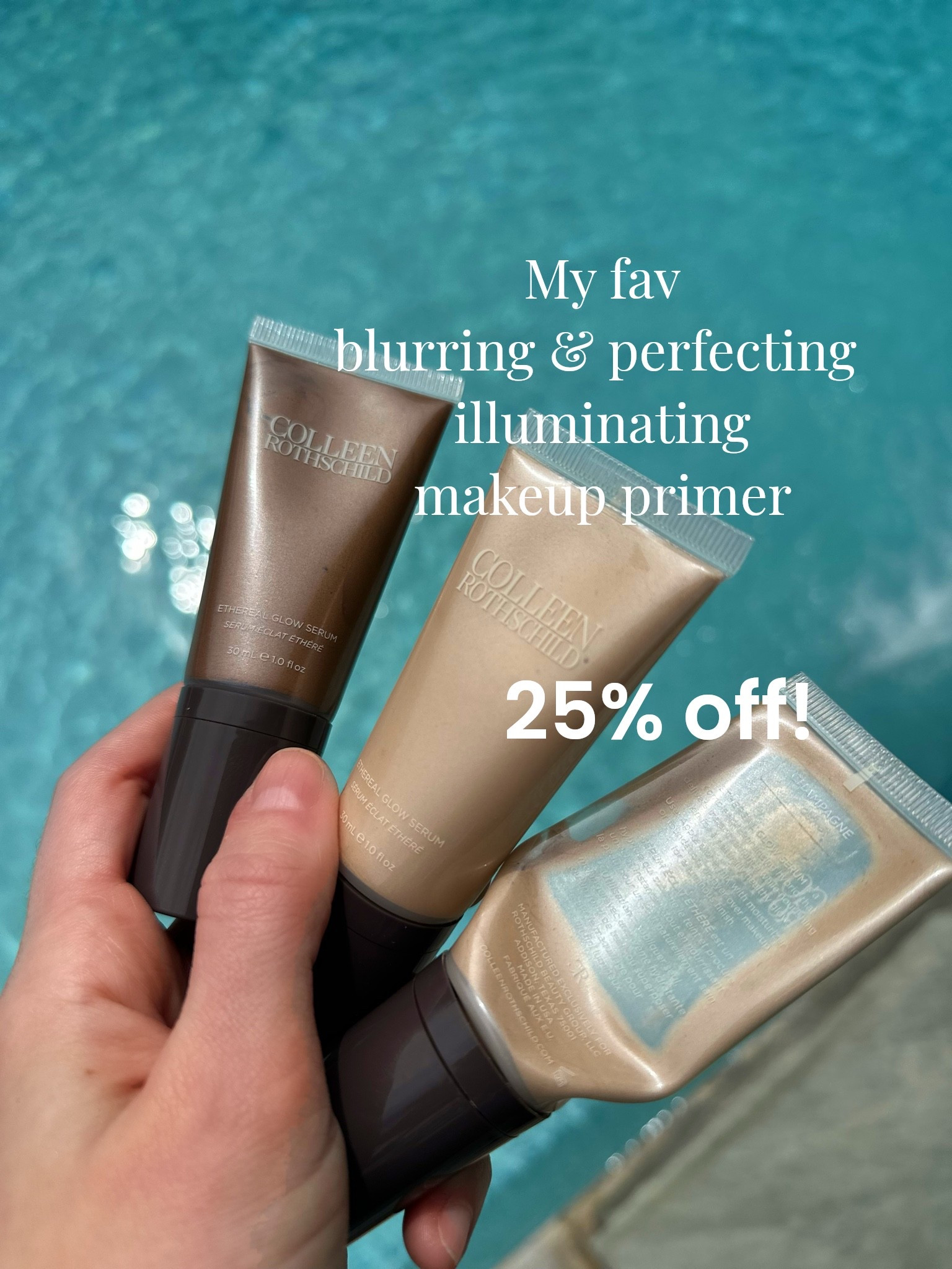 25% off all Best Sellers at @Colleen Rothschild now! 💫
I use this product every. single. day.
Blurring, perfecting, illuminating, hydrating (skincare grade) serum - use always before foundation for perfected skin. I use the “champagne” under makeup as a priming serum, and the “bronze” as a finishing topper on my cheeks to give some color and warmth

#LTKSaleAlert #LTKBeauty #LTKOver40