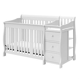 Pemberly Row 4-in-1 Convertible Crib and Changing Table Set in White | Homesquare