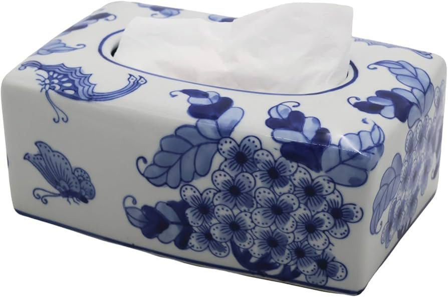 Aimusego Chinoiserie Ceramic Rectangular Tissue Box Cover Holder, Durable Eco Friendly Decorative... | Amazon (US)