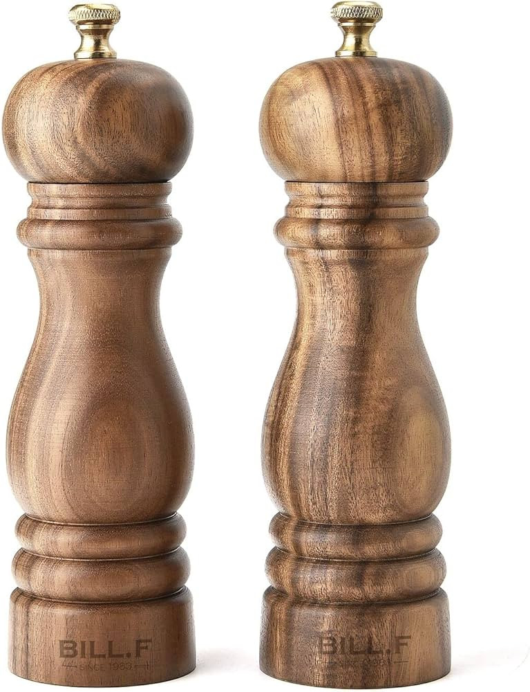 Pepper Grinder,Wood Salt and Pepper Grinder Mills Sets, Acacia Wood Manual Salt Grinder Refillabl... | Amazon (US)