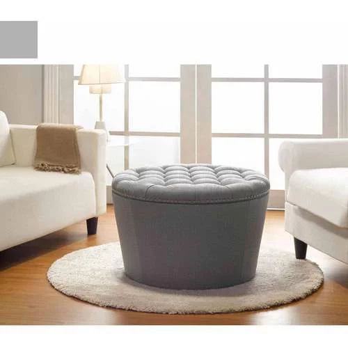 Better Homes and Gardens Round Tufted Storage Ottoman with Nailheads, Gray | Walmart (US)