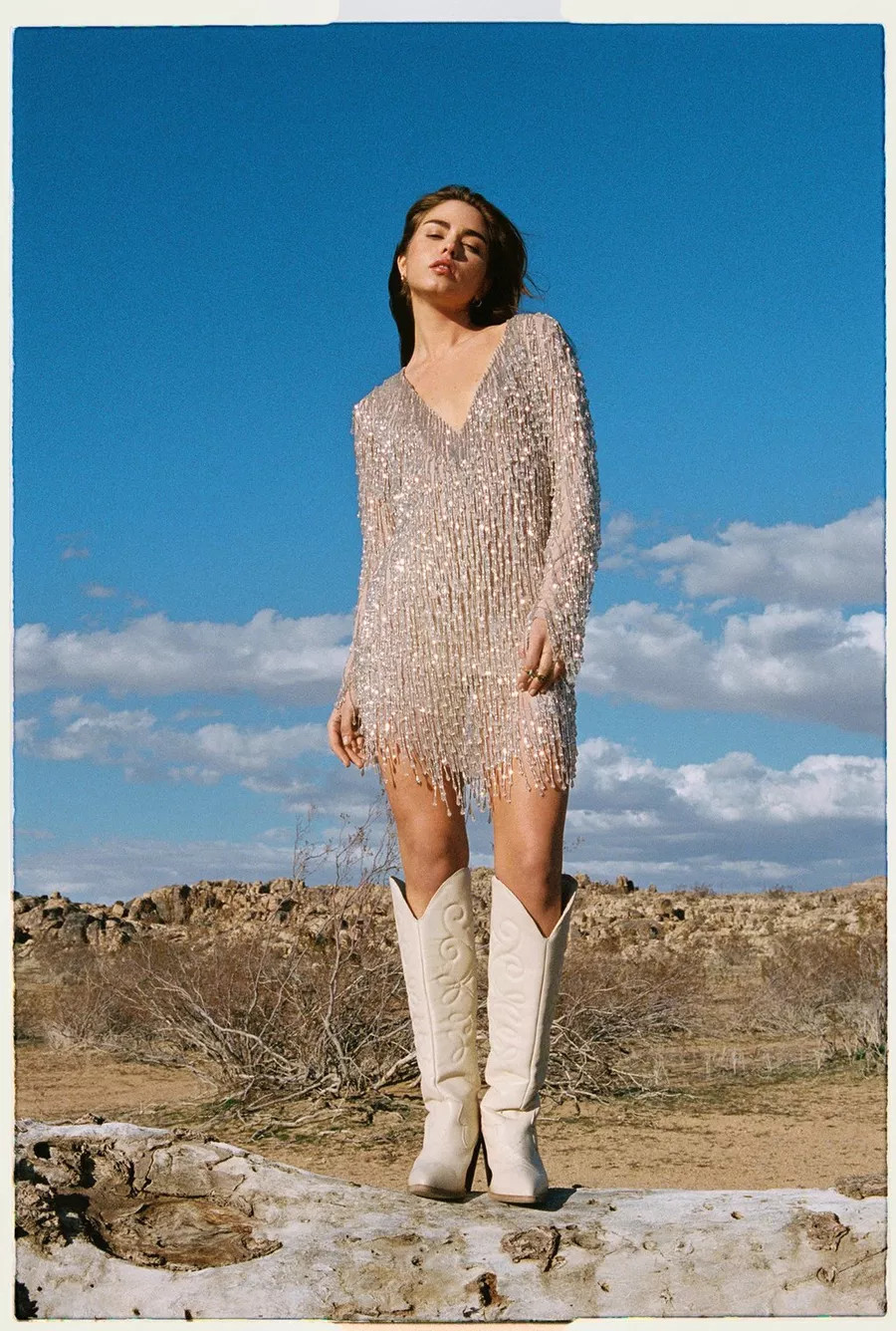 Beaded Embellished V Neck Mini Dress | Nasty Gal US