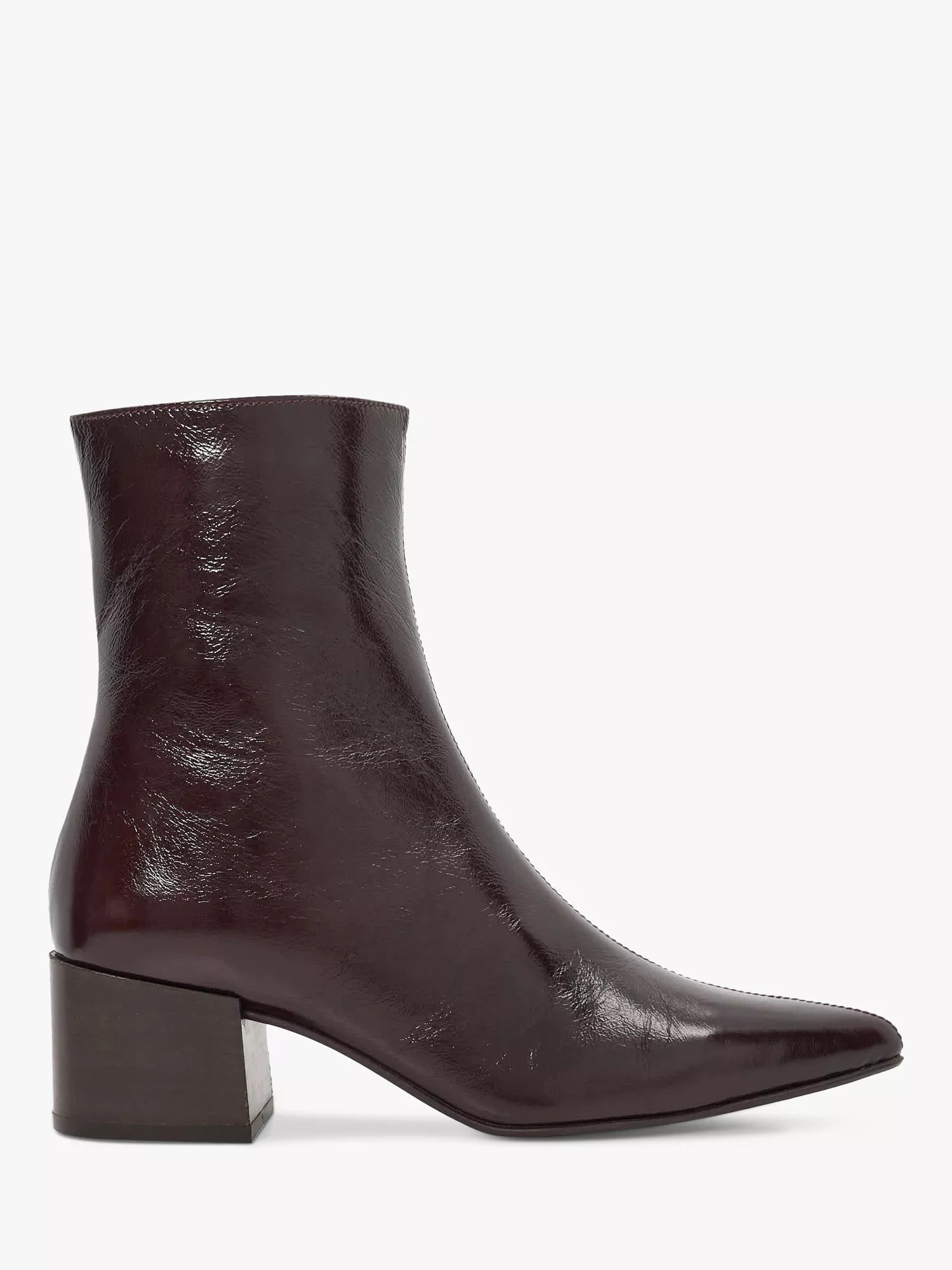 Pami Leather Block Heel Ankle Boots, Brown | John Lewis (UK)