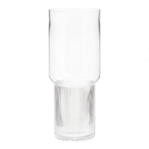 Tall Ribbed Glass Pedestal Vase | World Market