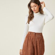 Turtle Neck Fitted Solid Tee | SHEIN
