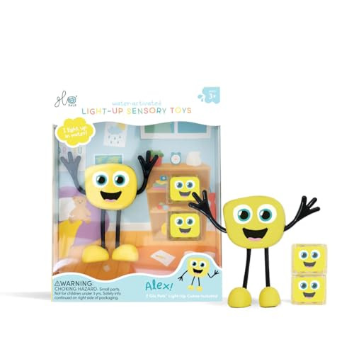 Glo Pals Original Alex Yellow Pal Water-Activated Bath Toy with 2 Reusable Light-Up Cubes for Sensory Play | Amazon (US)