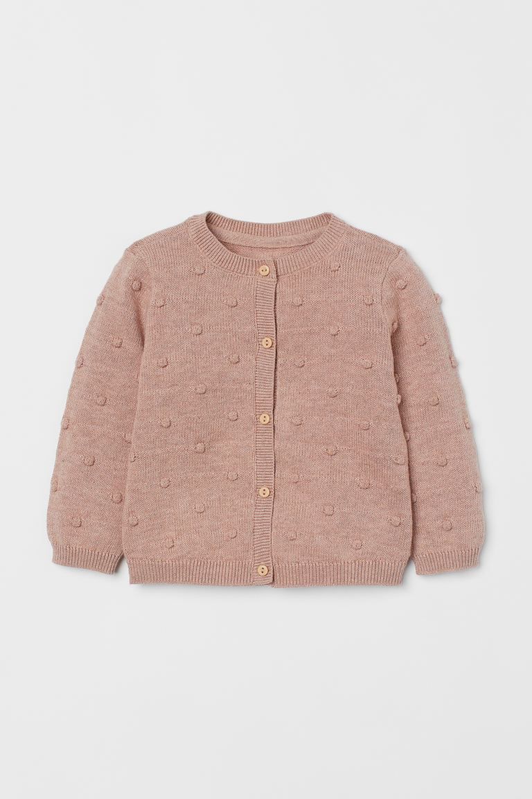 Baby Exclusive. Textured-knit cardigan in soft organic cotton with buttons at front. | H&M (US + CA)